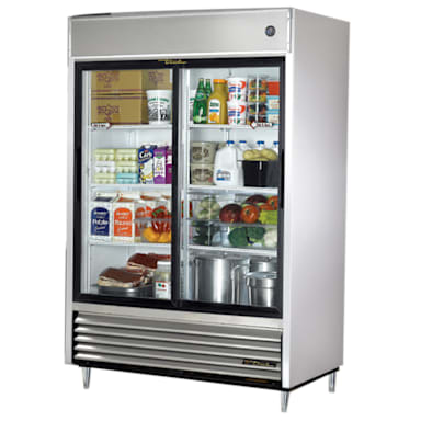 True TSD-47G-HC-LD S/S 47 CF Reach-In Refrigerator w/ 2 Sliding Doors