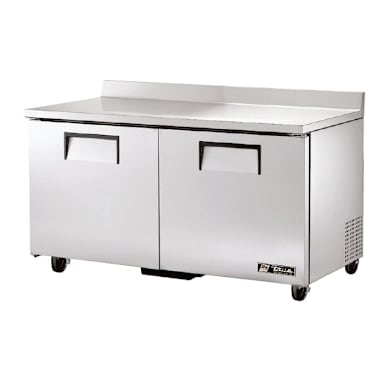 True TWT-60-HC S/S Solid Door 4-Shelf 15.5 Cu Ft Worktop Refrigerator