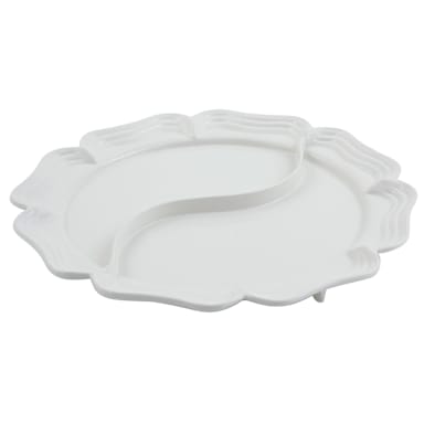 Bon Chef 2061D WHITE Sandstone 18" Rnd Divided Queen Anne Platter