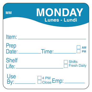 DayMark IT120156-1-MON MoveMark 2" Monday Shelf Life Day Square