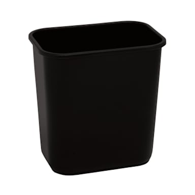 Darling Foodservice Black Plastic Rectangular 13.5 qt Wastebasket