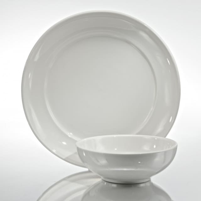 Cream White Narrow Rim China by Buffalo