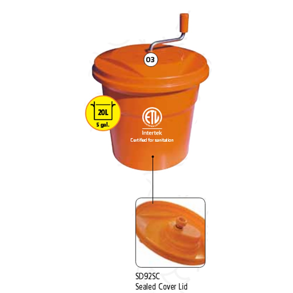 Dynamic SD92SCW Manual 5 Gallon Salad Spinner with Cover