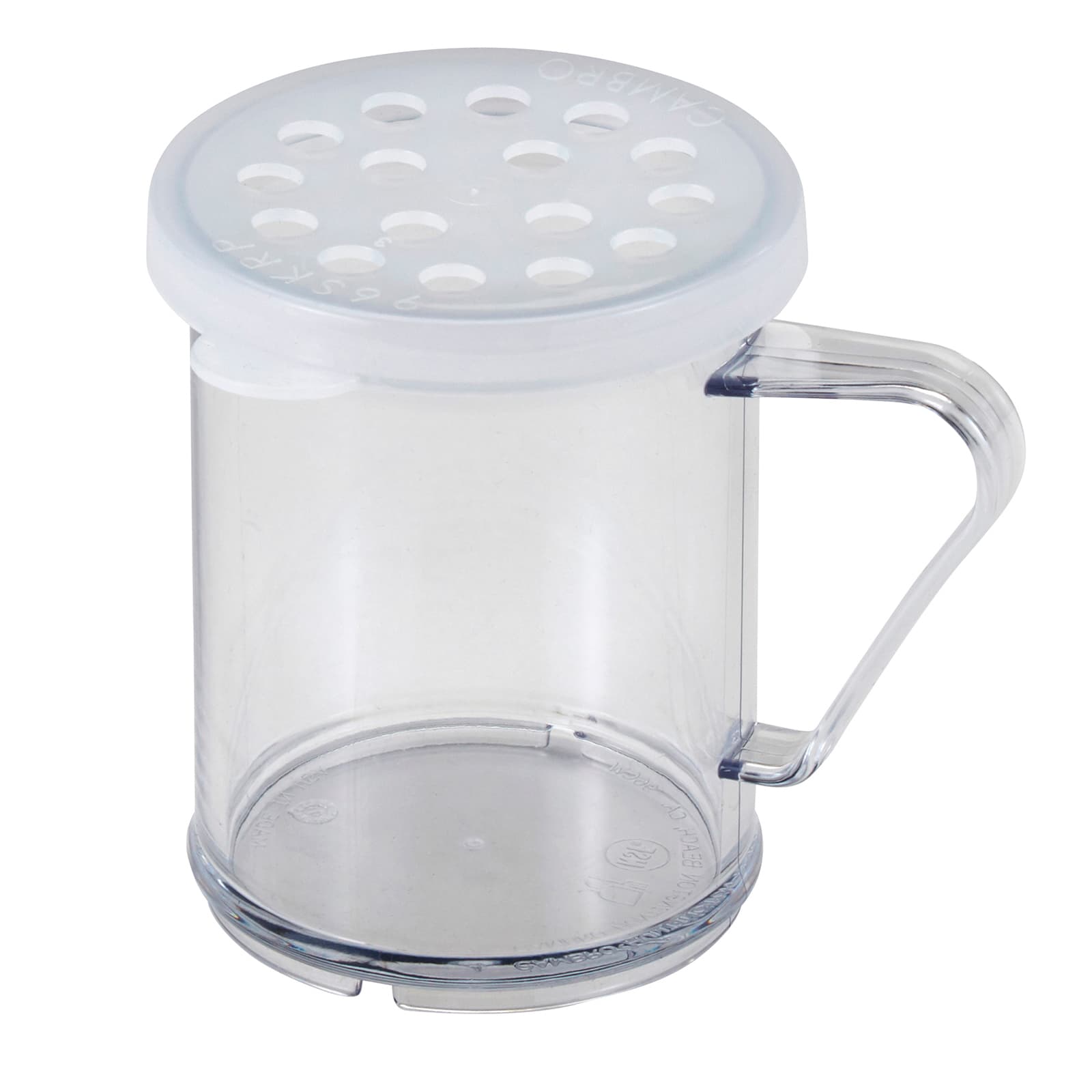 Cambro 96SKRP135 Camwear Clear 10 Oz. Dredge with Gray Parsley Lid