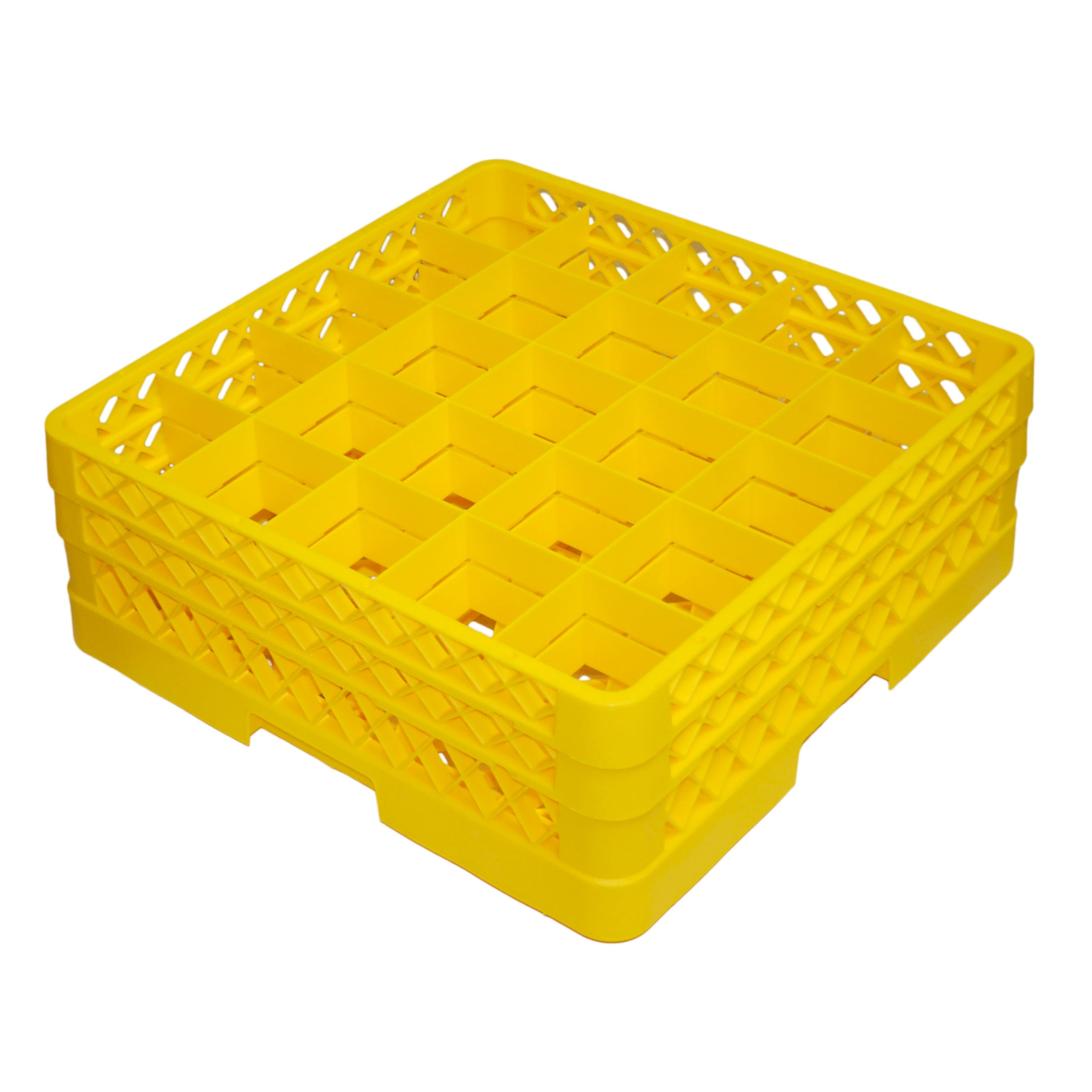 Traex TR6BB-08 Yellow 25 Compartment Glass Rack with 2 Extenders
