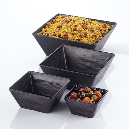 American Metalcraft FSMEL94 Black Faux Slate 108 oz Melamine Bowl - Imagen 2 de 3