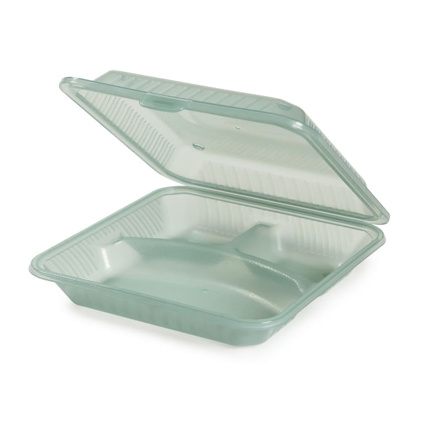G.E.T. EC-12-1-JA Eco-Takeouts Jade 3-Compartment Container - Dozen