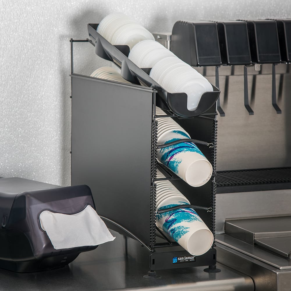 San Jamar Wireworks™ Cup Dispenser & Lid Organizer