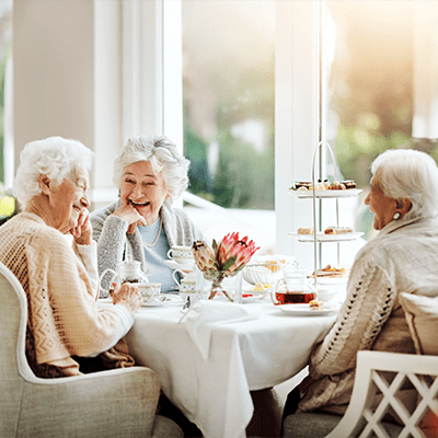 senior women having a tea party