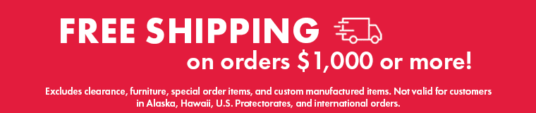 An image offering free shipping to customers on orders over $1,000.