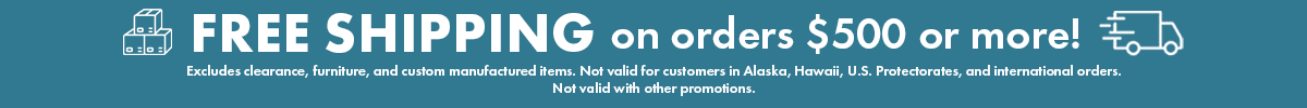 An image offering free shipping to customers on orders over $500.