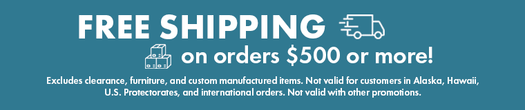 An image offering free shipping to customers on orders over $500.