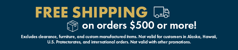 An image offering free shipping to customers on orders over $500.