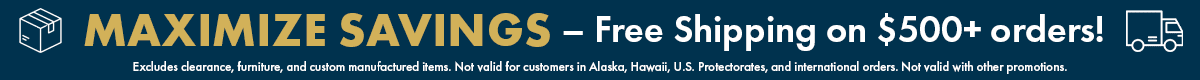 An image offering free shipping to customers on orders over $500.
