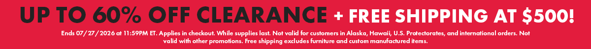 An banner providing details on Wasserstrom's limited-time product clearance event that takes place from July 17th to July 27th.