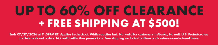 An banner providing details on Wasserstrom's limited-time product clearance event that takes place from July 17th to July 27th.