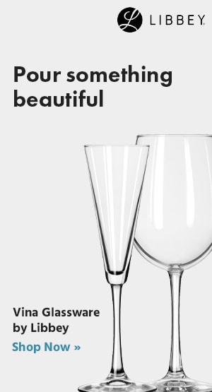 A marketing banner that promotes Libbey's Vina glassware.