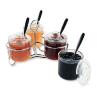 Choice 2-Compartment Wire Condiment Caddy with (2) 7 oz. Glass