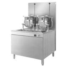 This Cleveland Range kettle has a tilting mechanism so it is easy to clean and empty. The kettle heats evenly on all sides for consistent results. The modular base has the gas hook&dash;up you need to get started.