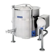 Cleveland Range steam kettles are dependable, easy to use, and easy to clean. The tilting feature plus the large pouring lid make it easy to empty the contents. It can be bolted to the floor for safety when in use or emptying.