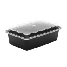 1100 ML Black Two Compartment Rectangle Container with Clear Lid - 6x9  (150 / case) - Seattle Restaurant Supply