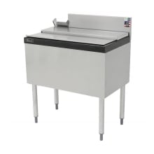 The Perlick TS30IC10-STK is a 30-inch wide modular freestanding underbar ice bin and cocktail unit which features a dent-resistant ABS top ledge, a 10-circuit cold plate, and a 70-pound ice capacity.