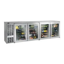The Perlick BBS108-SG-L-STK is a 108-inch back bar refrigerator designed for commercial use, featuring a durable stainless steel interior and top for long-lasting performance.