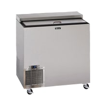 The BC48RT-SS-STK is a 48-inch horizontal bottle cooler that features a robust stainless steel exterior and interior. It offers 12.5 cubic feet of storage space, accommodating up to 17 cases of 12-ounce bottles, and includes heavy-gauge sliding doors.
