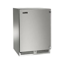The Perlick HC24FS-SS-STK is a 24-inch glass chiller designed for commercial settings, featuring a sleek stainless steel exterior and interior. It offers 5.3 cubic feet of storage space with two full-extension shelves.