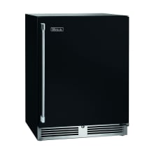 The Perlick HB24RS-BS-STK is a 24-inch wide ADA-compliant undercounter refrigerator, featuring a sleek black vinyl-coated exterior and a durable stainless steel interior.