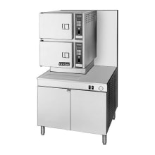 This Cleveland Range convection steamer features NickelGuard and  provides automatic water fill on start&dash;up and uses the exclusive "Water Jet" technology to clean the drains upon shutdown to keep them clear.