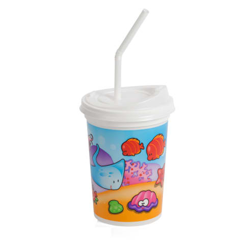 Pizza Party Thermoformed Cup/Lid/Straw(250 Units)